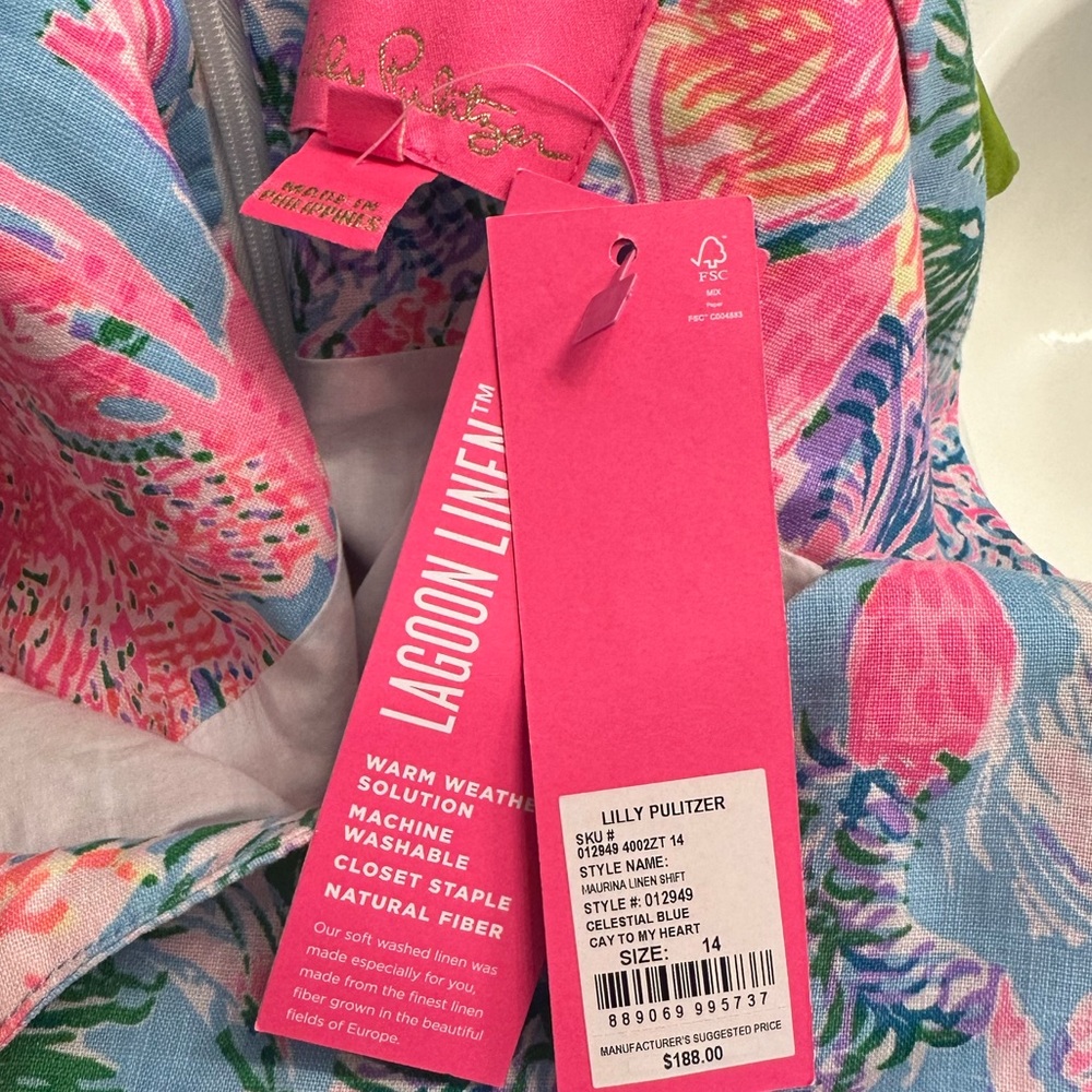 Lilly Pulitzer Marina Linen Shift Dress in Celestial Blue Cay to my Heart 14 - Picture 5 of 5